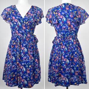 Moulinette Soeurs Royal Blue Floral Mini Dress